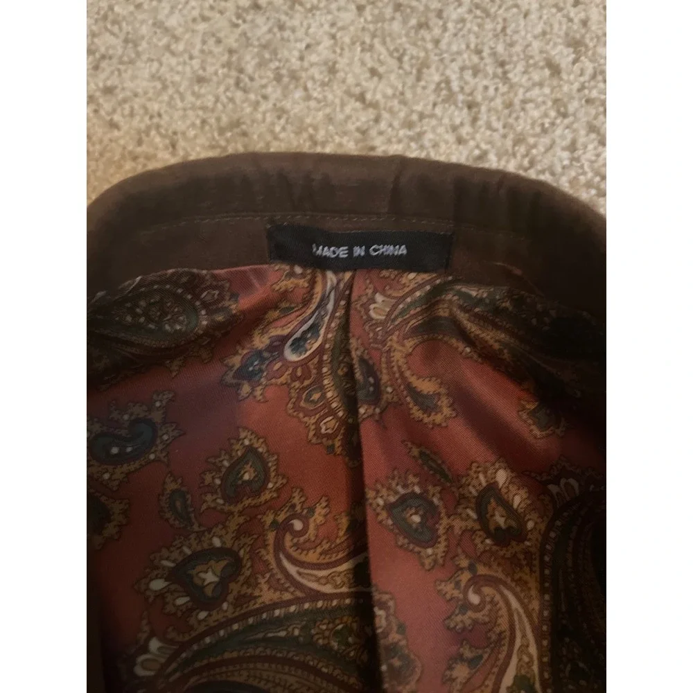 Lauren Ralph Lauren Men's Blazer Jacket 42L Brown Faux Suede Paisley Lined